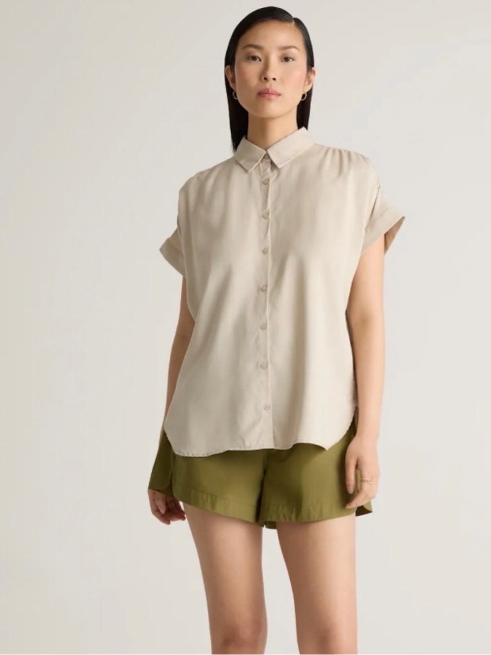 Quince Vintage Wash Tencel Camp Shirt Shale XS 100% Lyocell